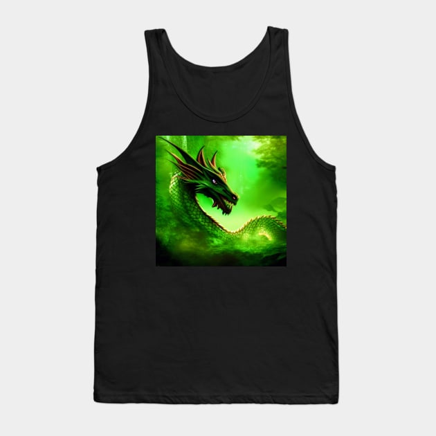 Green Dragon in the Misty Forest Tank Top by Dragynrain